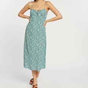 FLORAL TANK MIDI TIE FRONT DRESS